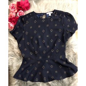 Made For Impulse Blue Floral Peplum Top Size M